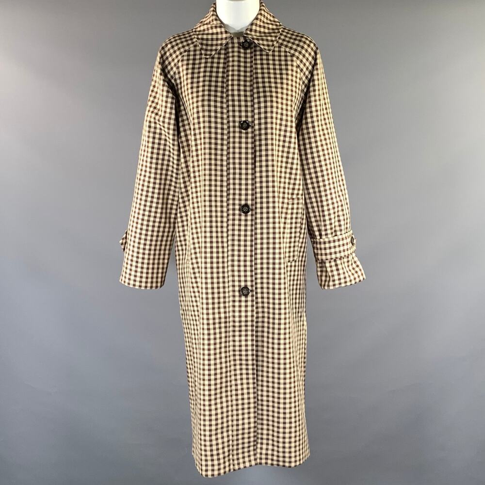 HOUSE OF HARLOW 1960 Size XS Brown Tan Polyester Gingham Trench Coat